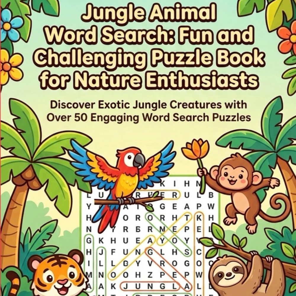 Jungle Animal Word Search Puzzle Book -fun Kids Activity or adult word search